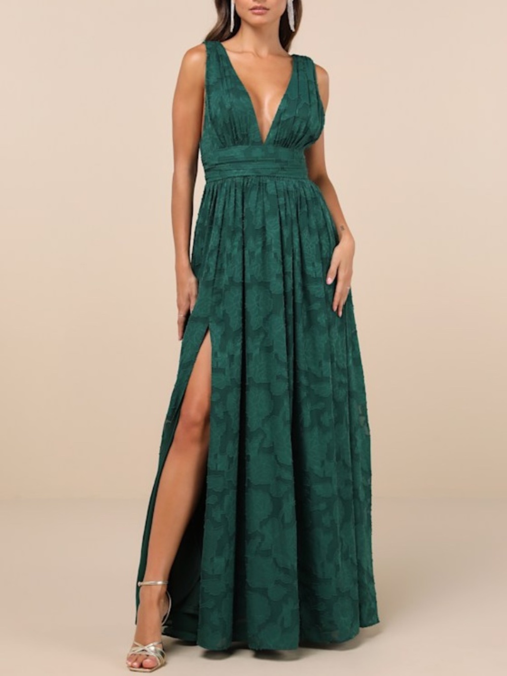 Never worn Lulus Sweet Sophistication Green Burnout Floral Maxi Dress - Size L